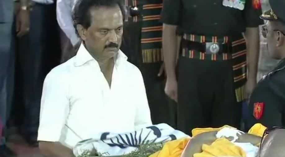 Live: Karunanidhi laid to rest at Marina beach with full state honours Live: Karunanidhi laid to rest at Marina beach with full state honours