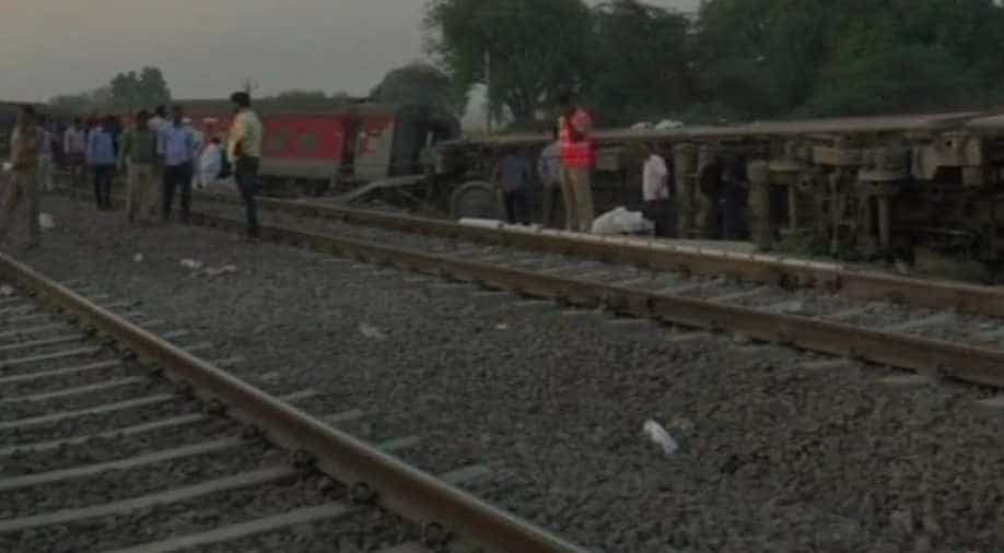 Image result for 13 injured as train derails near Kanpur