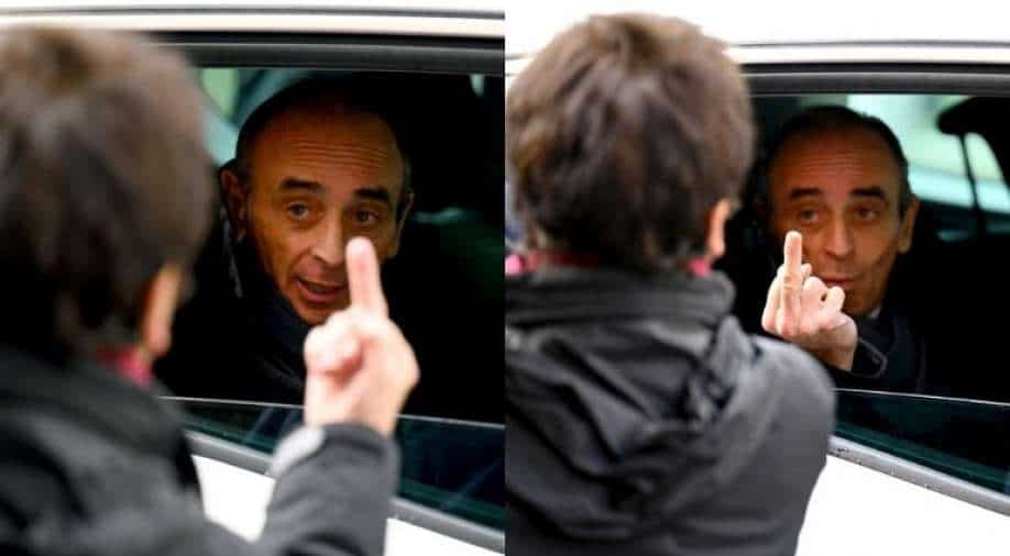 french presidential contender eric zemmour caught flipping off hater world news wionews com