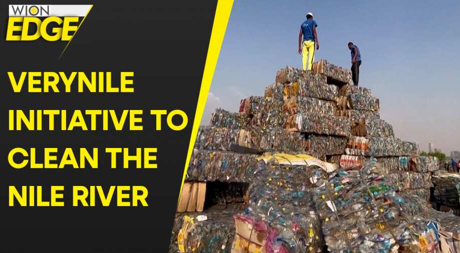 Plastic collected from the Nile river makes a 'pyramid' in Cairo Edge