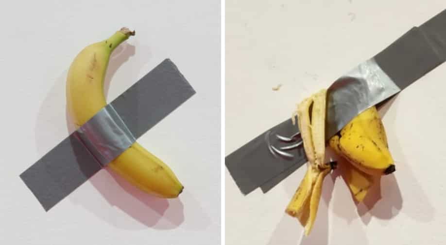 South Korean student eats artwork of banana ducttaped to wall because